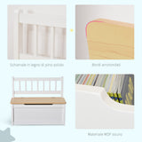 easycomfort easycomfort cassapanca per bambini 2 in 1 in legno con pistone per chiusura sicura 60x30x50cm bianco e legno naturale