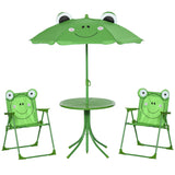 easycomfort easycomfort set tavolo da giardino con 2 sedie pieghevoli e ombrellone per bambini rana