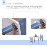 easycomfort easycomfort tavolo e sedie per bambini e bambine 2 4 anni in legno azzurro e bianco set 3 pezzi