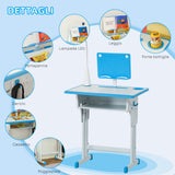 easycomfort easycomfort banco scuola con sedia ad altezza regolabile e luce per bambini 6 12 anni acciaio e mdf grigio