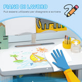 easycomfort easycomfort banco scuola con sedia ad altezza regolabile e luce per bambini 6 12 anni acciaio e mdf grigio