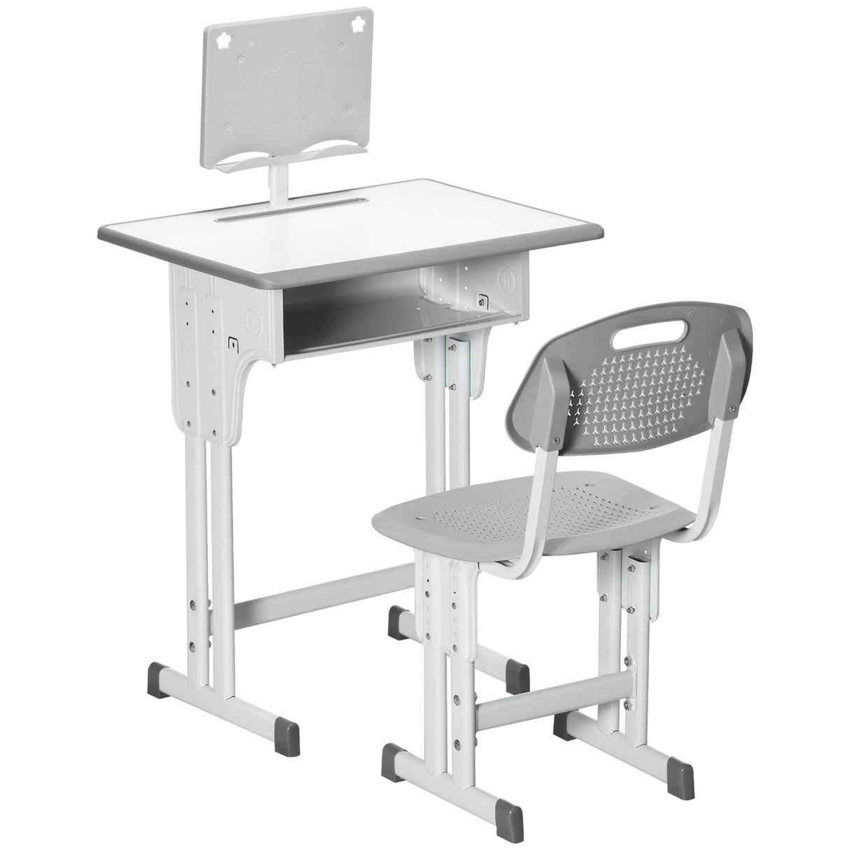 easycomfort easycomfort banco scuola con sedia ad altezza regolabile e luce per bambini 6 12 anni acciaio e mdf grigio