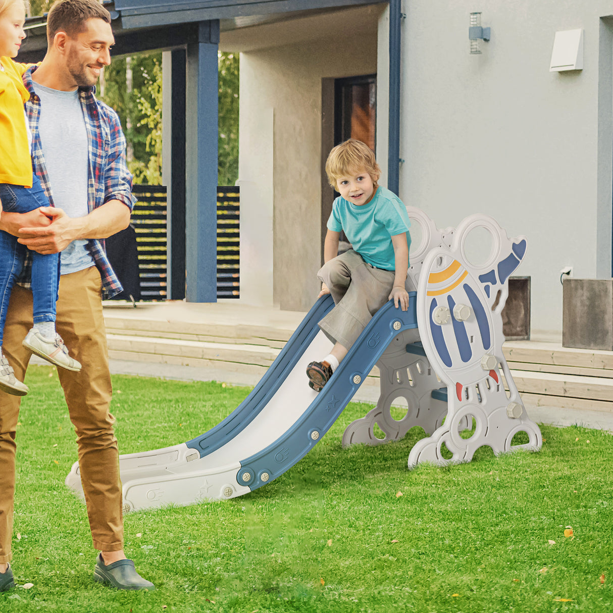 easycomfort easycomfort scivolo per bambini 18 36 mesi in pe e pp a tema spaziale con scale antiscivolo 157x46 5x80 cm