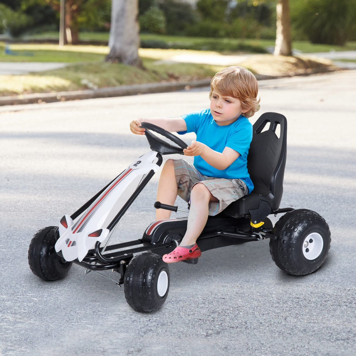 easycomfort easycomfort go kart a pedali per bambini con freno e frizione 101 5 65 5 59 5cm bianco nero