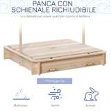 easycomfort easycomfort sabbiera per bambini in legno con tettuccio parasole panca e coperchio 106x106x121cm bianco e blu