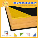 easycomfort easycomfort sabbiera per bambini da 4 posti in legno di abete con design senza fondo 109x109x19 8 cm