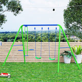easycomfort easycomfort set altalene da giardino per 4 bambini 1 altalena doppia e 2 altalene singole capacita di peso 45kg altalena 180kg totale 280x140x178cm