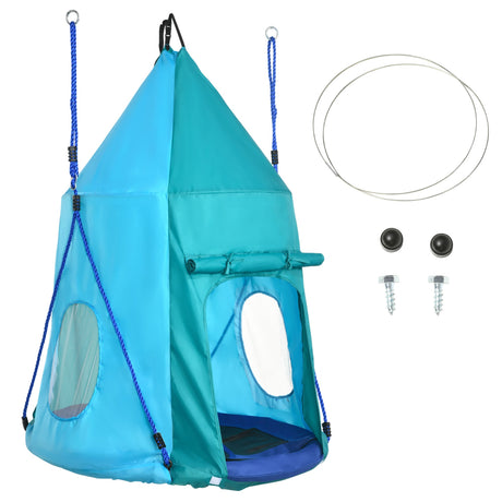 easycomfort easycomfort altalena da giardino con tenda per bambini da 3 8 anni 100cm e corde regolabili blu