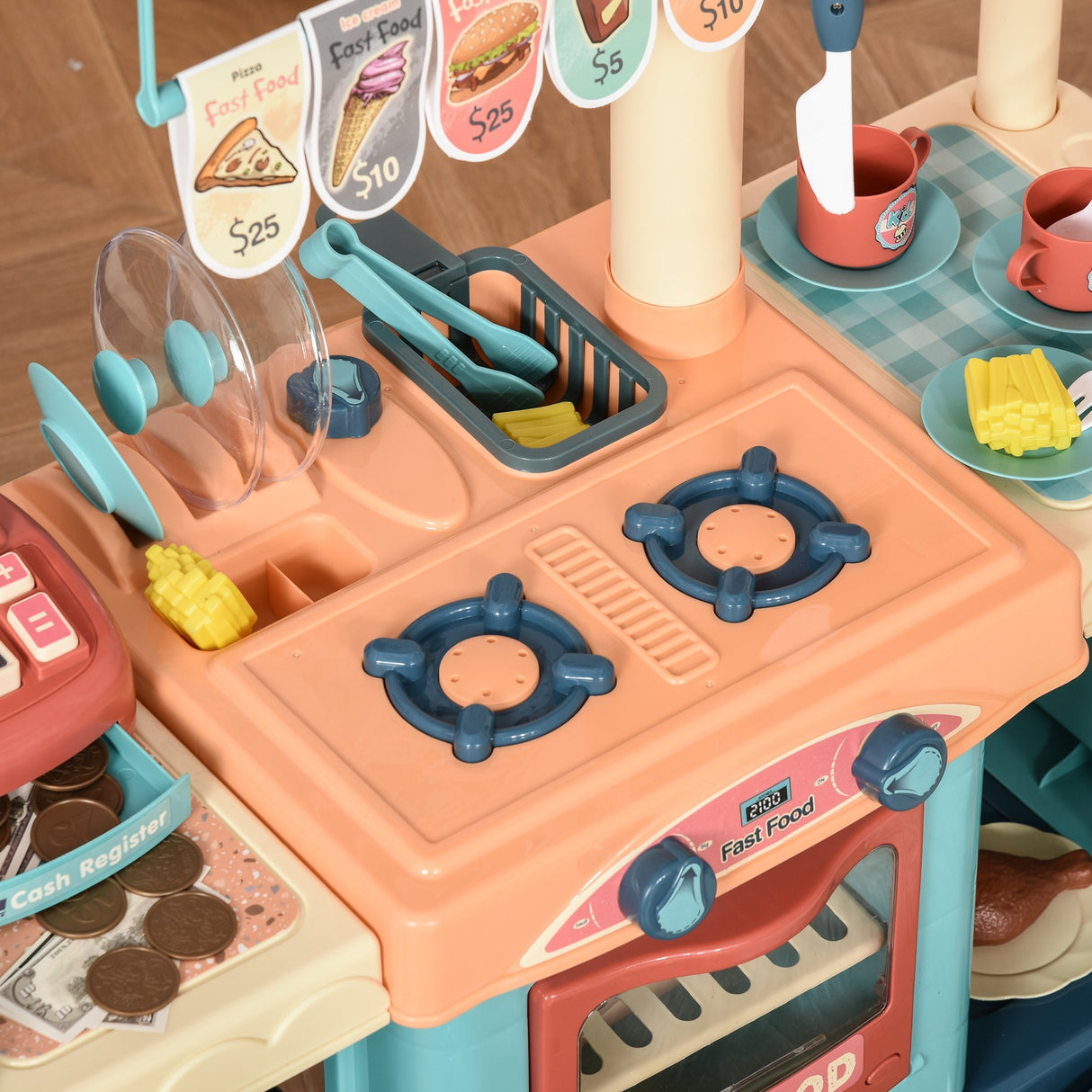 easycomfort easycomfort cucina giocattolo per bambini 3 6 anni caffetteria ristorante con 50 accessori inclusi 79 5 x 33 x 90 5cm