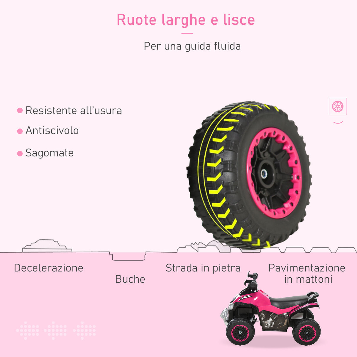 easycomfort easycomfort quad giocattolo per bambini cavalcabile con luci e suoni movimento a spinta eta consigliata 18 36 mesi rosa 67 5x38x 44cm