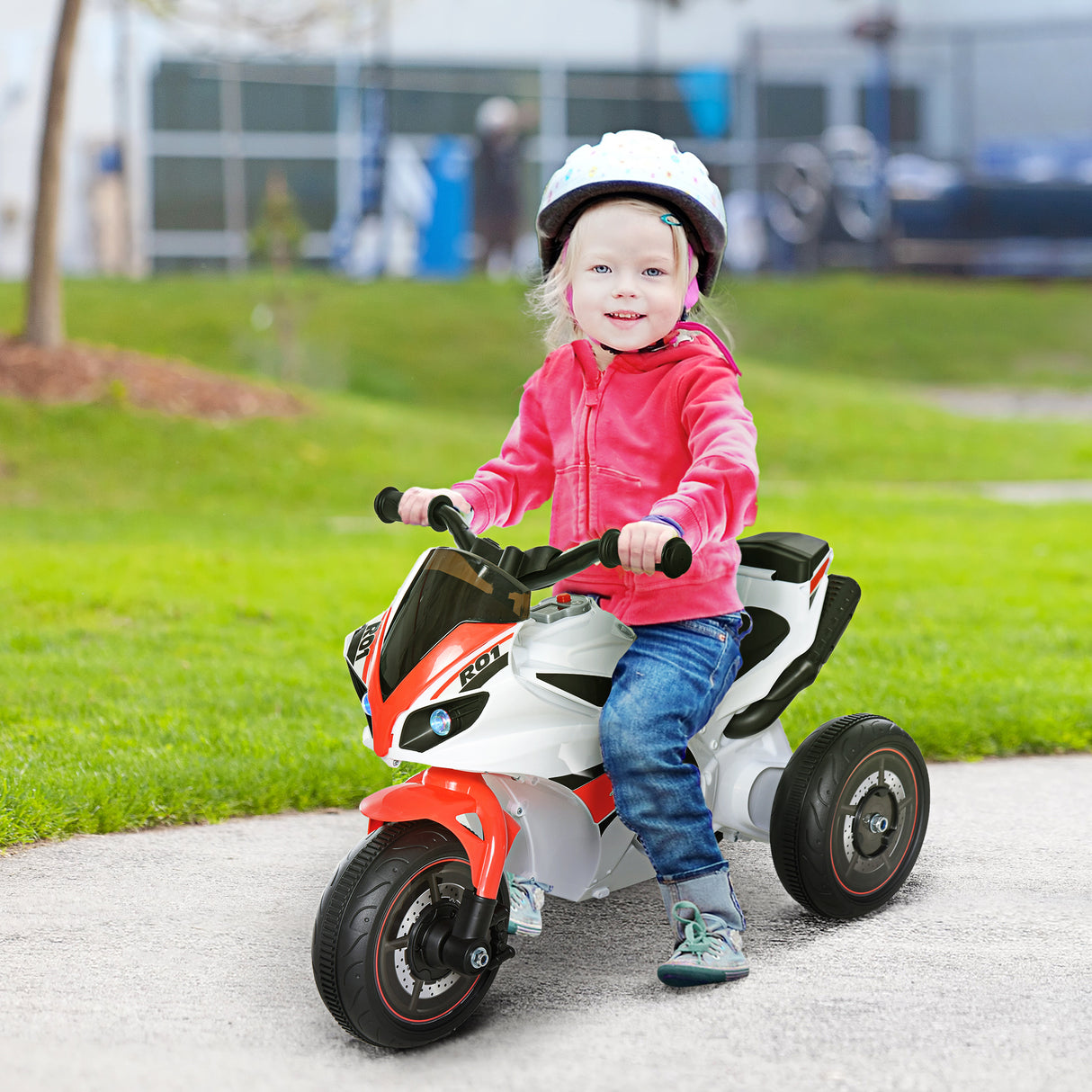 easycomfort easycomfort moto a 3 ruote per bambini 18 36 mesi con musica fari senza pedale in pp metallo bianca rossa