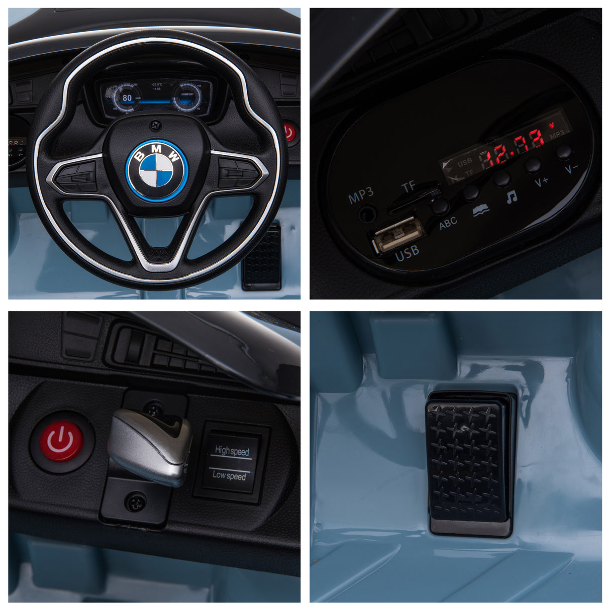 easycomfort easycomfort macchinina elettrica bmw per bambini 3 8 anni con telecomando luci e lettore mp3 blu