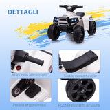 easycomfort easycomfort quad per bambini atv elettrico 6v con fari e clacson velocita 3kmh eta 18 36 mesi 65x40x43cm nero bianco