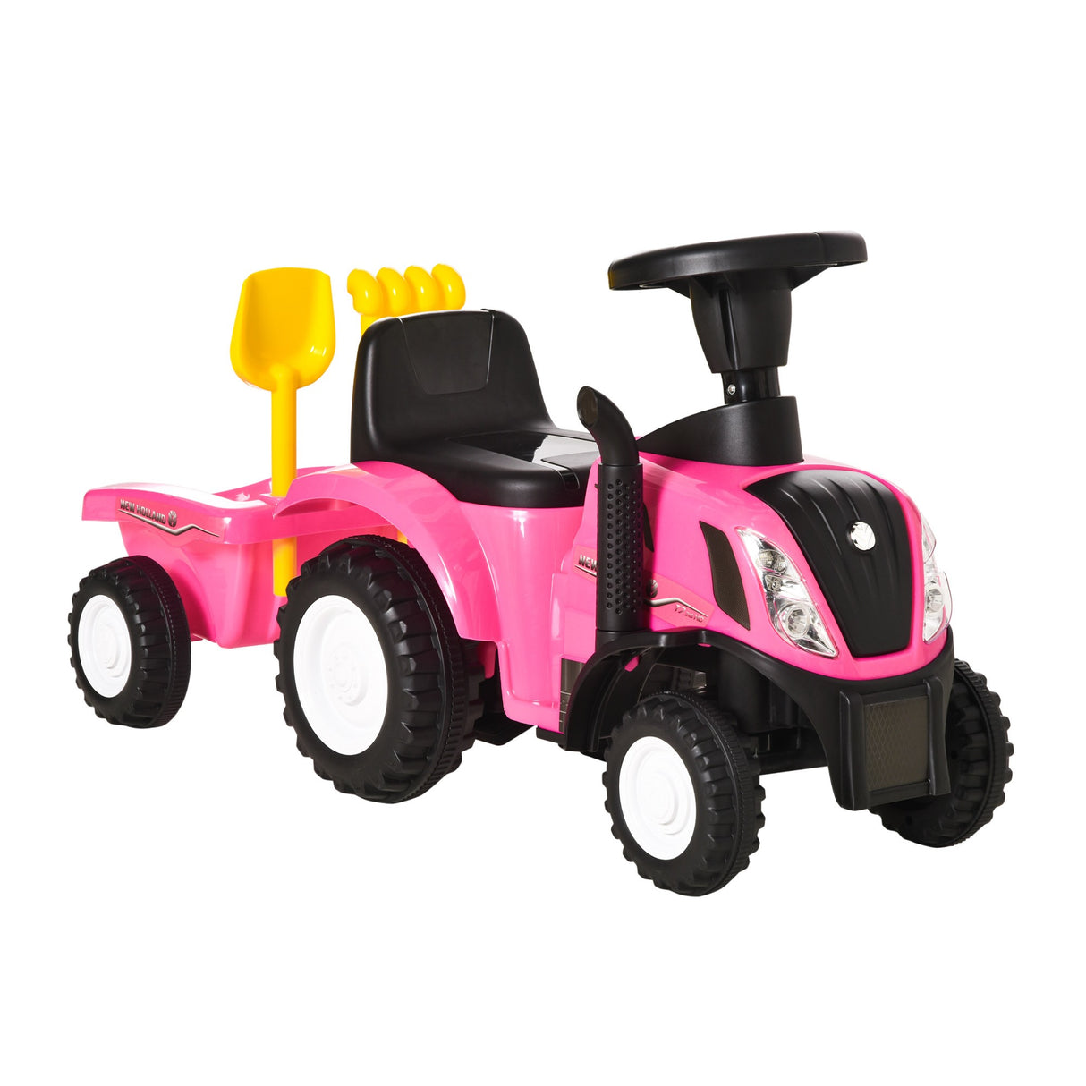 easycomfort easycomfort trattore per bambini cavalcabile con rimorchio rastrello e pala gioco educativo per bimbi 12 36 mesi 91x29x44cm rosa