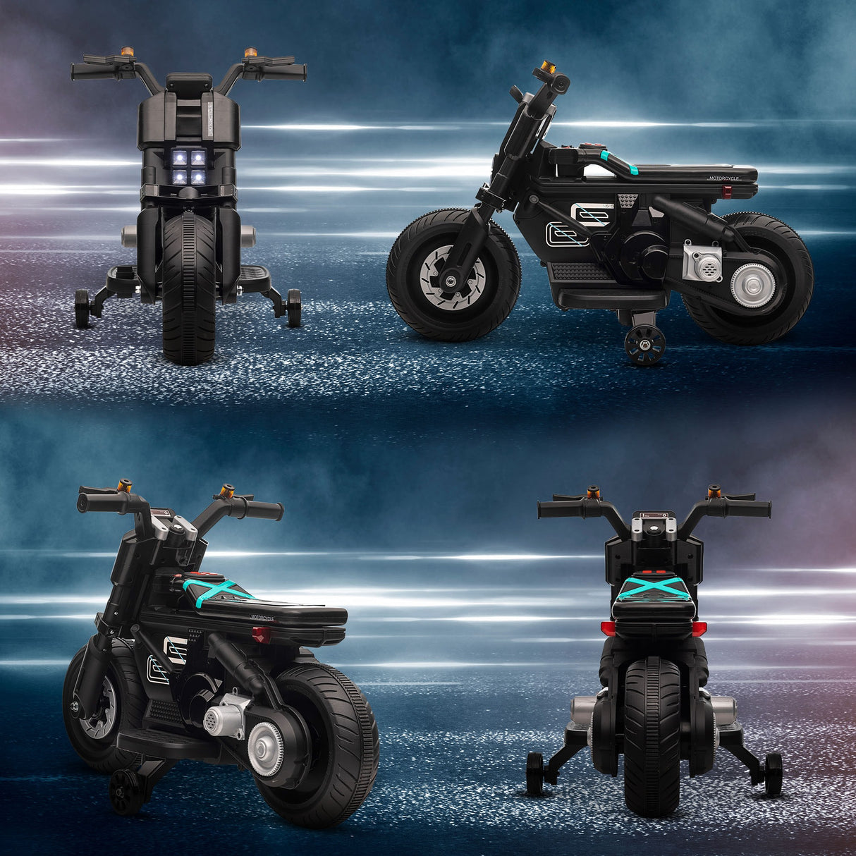 easycomfort easycomfort moto elettrica per bambini 3 5 anni in pp e metallo con rotelle clacson e musica 86x44x58 cm nera