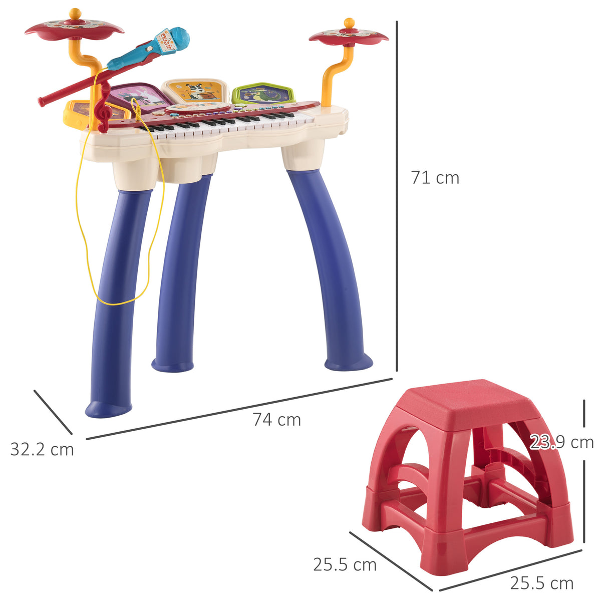 easycomfort easycomfort pianola per bambini 3 6 anni con sgabello microfono tamburo e bacchette in pp e abs 74x32 2x71 cm