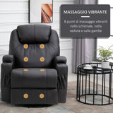 easycomfort easycomfort poltrona relax massaggiante con 8 punti 5 modalita e 2 intensita reclinabile con poggiapiedi e girevole 84x92x109cm nero