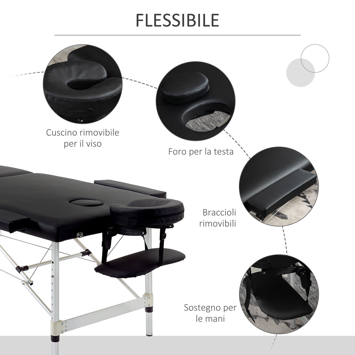 easycomfort easycomfort lettino massaggio pieghevole in legno altezza regolabile e custodia da trasporto per estetista e terapista nero