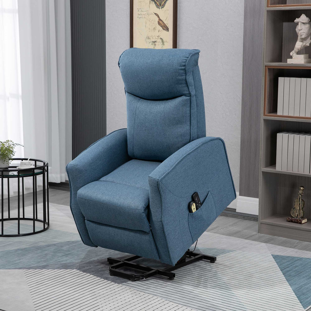 easycomfort easycomfort poltrona relax alzapersona con 8 punti massaggio reclinazione a 135 e 2 telecomandi blu