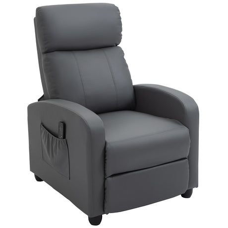 easycomfort easycomfort poltrona relax massaggiante con telecomando e 8 programmi reclinazione e poggiapiedi 68x88x98cm grigio