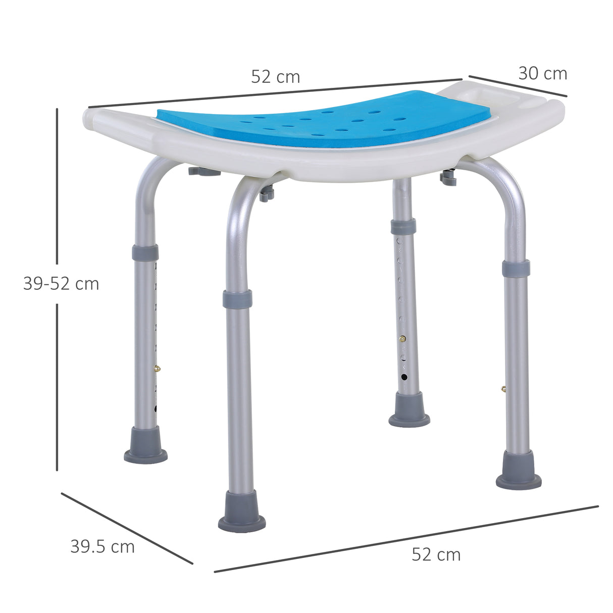 easycomfort easycomfort sgabello per doccia da bagno in lega di alluminio e plastica antiscivolo altezza regolabile 6 livelli 39 52cm ean 8054111840545