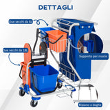 easycomfort easycomfort carrello pulizie professionale con 4 secchi 18l6l sacco spazzatura impermeabile blu e arancione 93x70x97cm ean 8054144139395