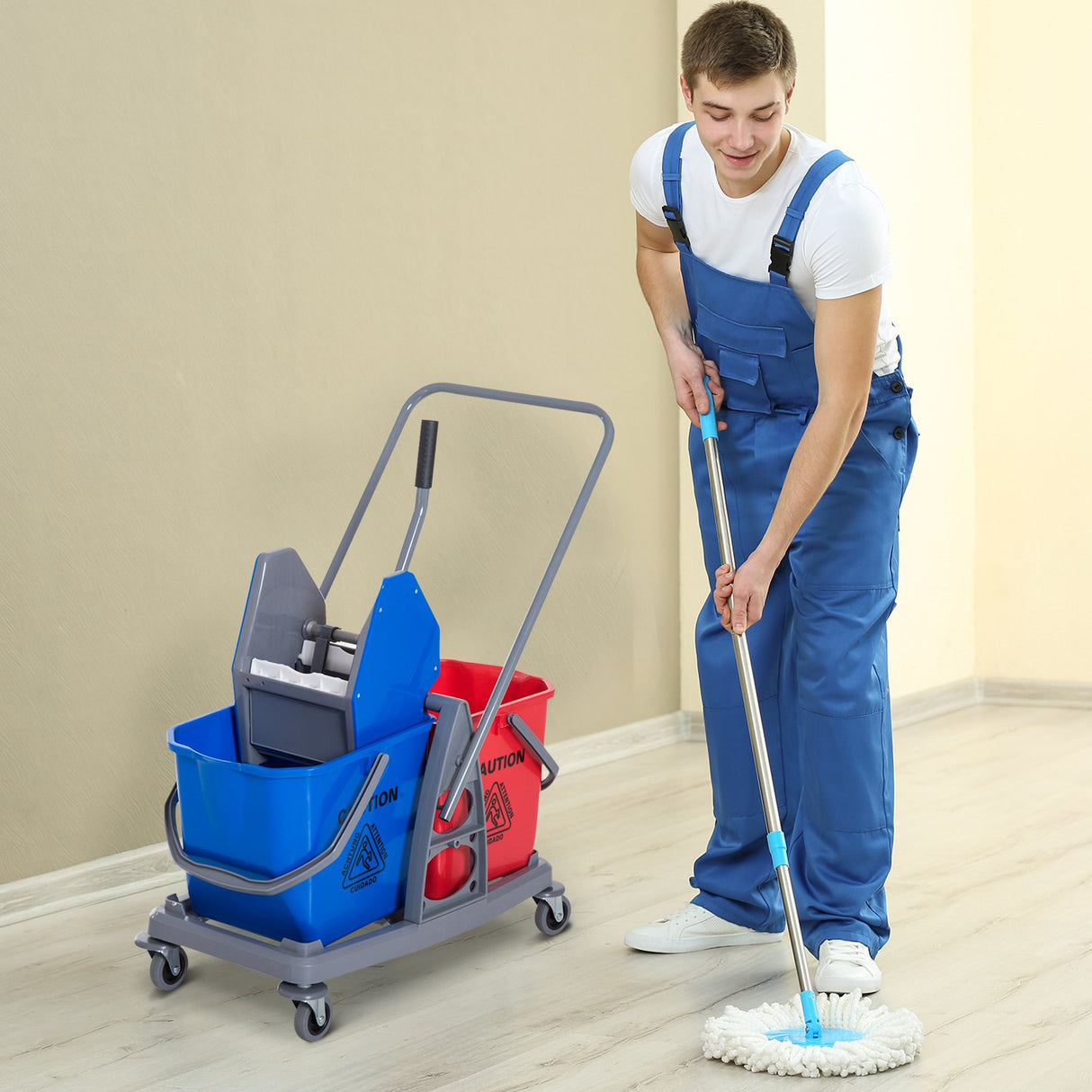 easycomfort easycomfort carrello delle pulizie professionale 2 secchi capacita 25l strizzatore 73 45 92cm ean 8054111848763