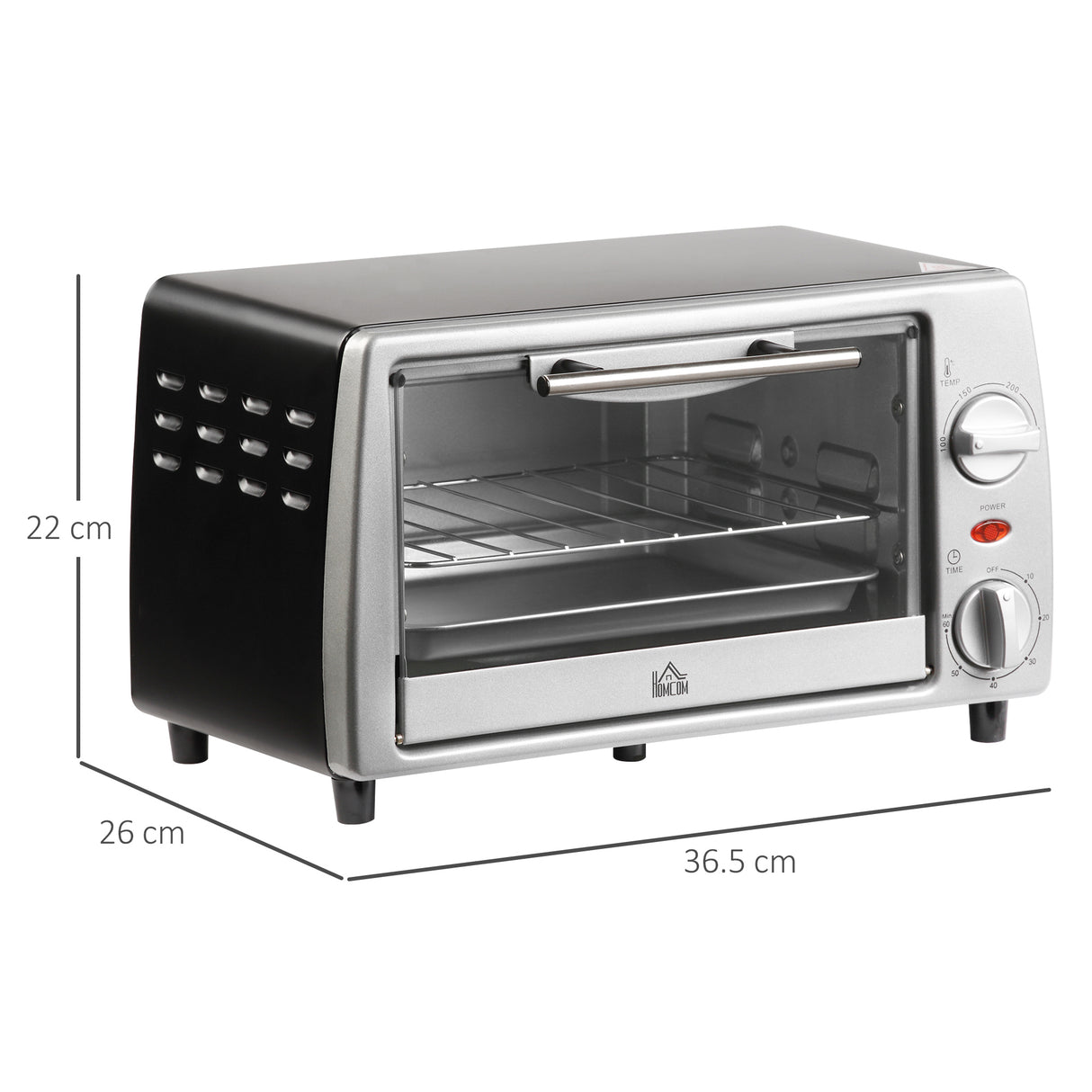 easycomfort easycomfort fornetto elettrico 10l temperatura regolabile e timer griglia e teglia incluse 750w 36 5x26x22cm argento nero