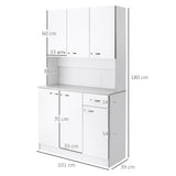 easycomfort easycomfort armadio con pensili da cucina in legno 101 x 39 x 180cm bianco