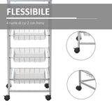 easycomfort easycomfort carrello cucina salvaspazio ruote 4 cesti acciaio legno 36 5 36 5 89cm ean 8054111841207