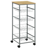 easycomfort easycomfort carrello cucina salvaspazio ruote 4 cesti acciaio legno 36 5 36 5 89cm ean 8054111841207