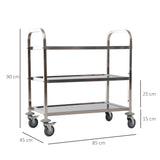 easycomfort easycomfort carrello da cucina 3 ripiani aperti 4 ruote omnidirezionali con 2 freni cuscinetti anti collisione in acciaio inossidabile 430 argento 85x45x90cm ean 8054144138558