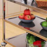 easycomfort easycomfort carrello da cucina 3 ripiani aperti 4 ruote omnidirezionali con 2 freni cuscinetti anti collisione in acciaio inossidabile 430 argento 85x45x90cm ean 8054144138558