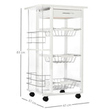 easycomfort easycomfort carrello isola da cucina salvaspazio in legno di pino carrello portavivande con 4 ruote cassetto 3 cesti estraibili portafrutta bianco ean 8054111845854