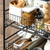 easycomfort easycomfort carrello da cucina portavivande stile industriale con 4 ruote 2 cestini e 4 ganci 60x38x85 5cm marronenero