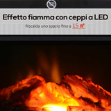 easycomfort easycomfort camino elettrico da terra potenza 600w 1200w in plastica e vetro temperato nero 34x17x25cm