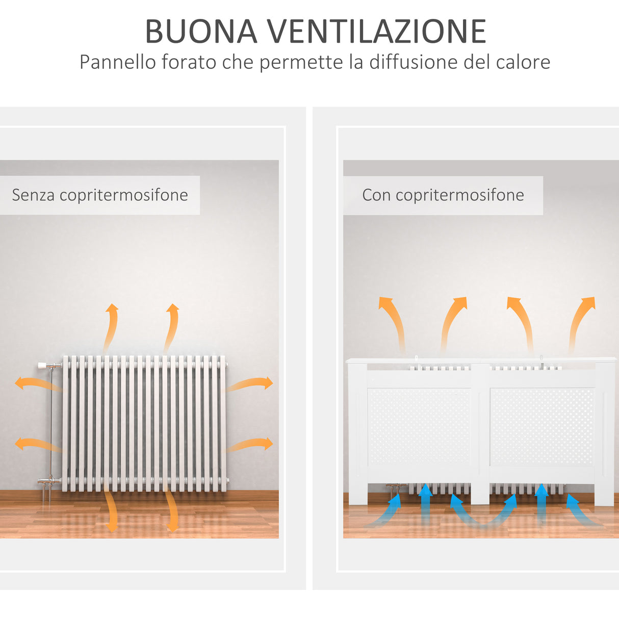easycomfort copritermosifone in legno a griglia bianco 151.5x82x19cm