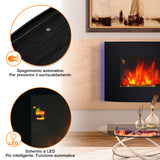 easycomfort easycomfort camino elettrico da parete o terra 2000w con fiamma led 7 colori nero 90x56x9.5cm