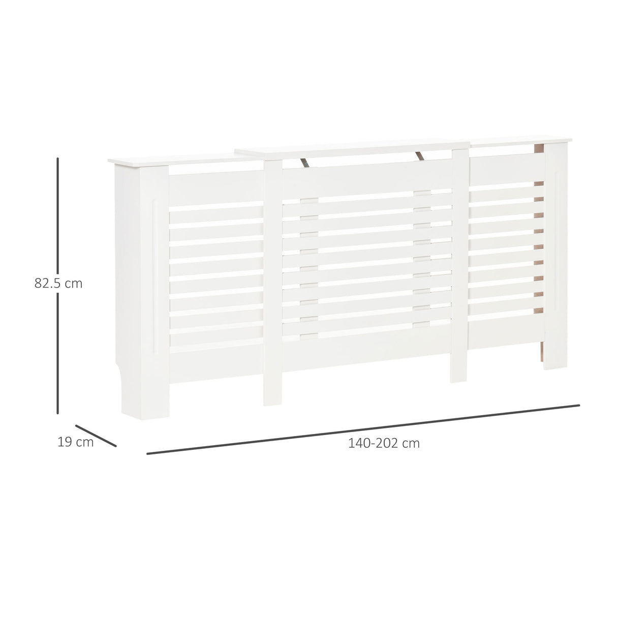 easycomfort mobile copricalorifero larghezza regolabile e mensola superiore in mdf e legno   bianco