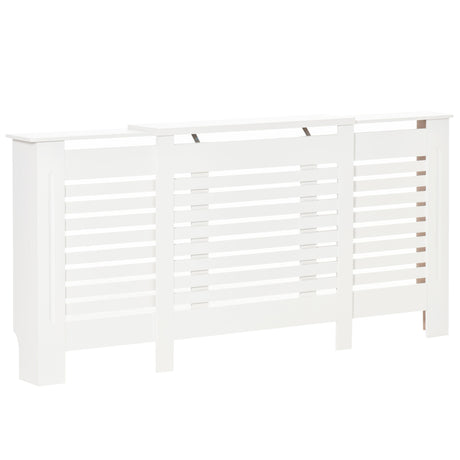 easycomfort mobile copricalorifero larghezza regolabile e mensola superiore in mdf e legno   bianco