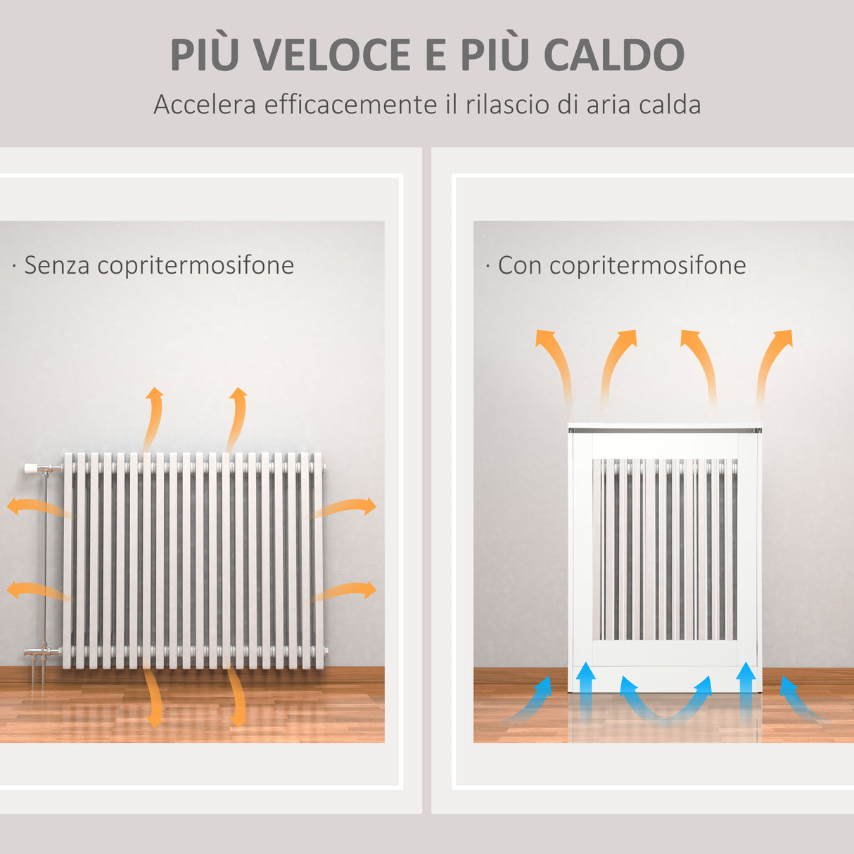 easycomfort copritermosifone a doghe moderno ed elegante per la casa in mdf e acciaio 60x18x84cm bianco
