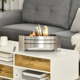 easycomfort camino bioetanolo in acciaio inox 3h di combustione con serbatoio 1.5l e copertura 25m 45x18x17 cm argento