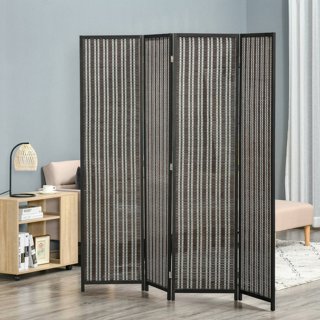easycomfort easycomfort separe pieghevole a 4 pannelli struttura in legno e bambu fantasia