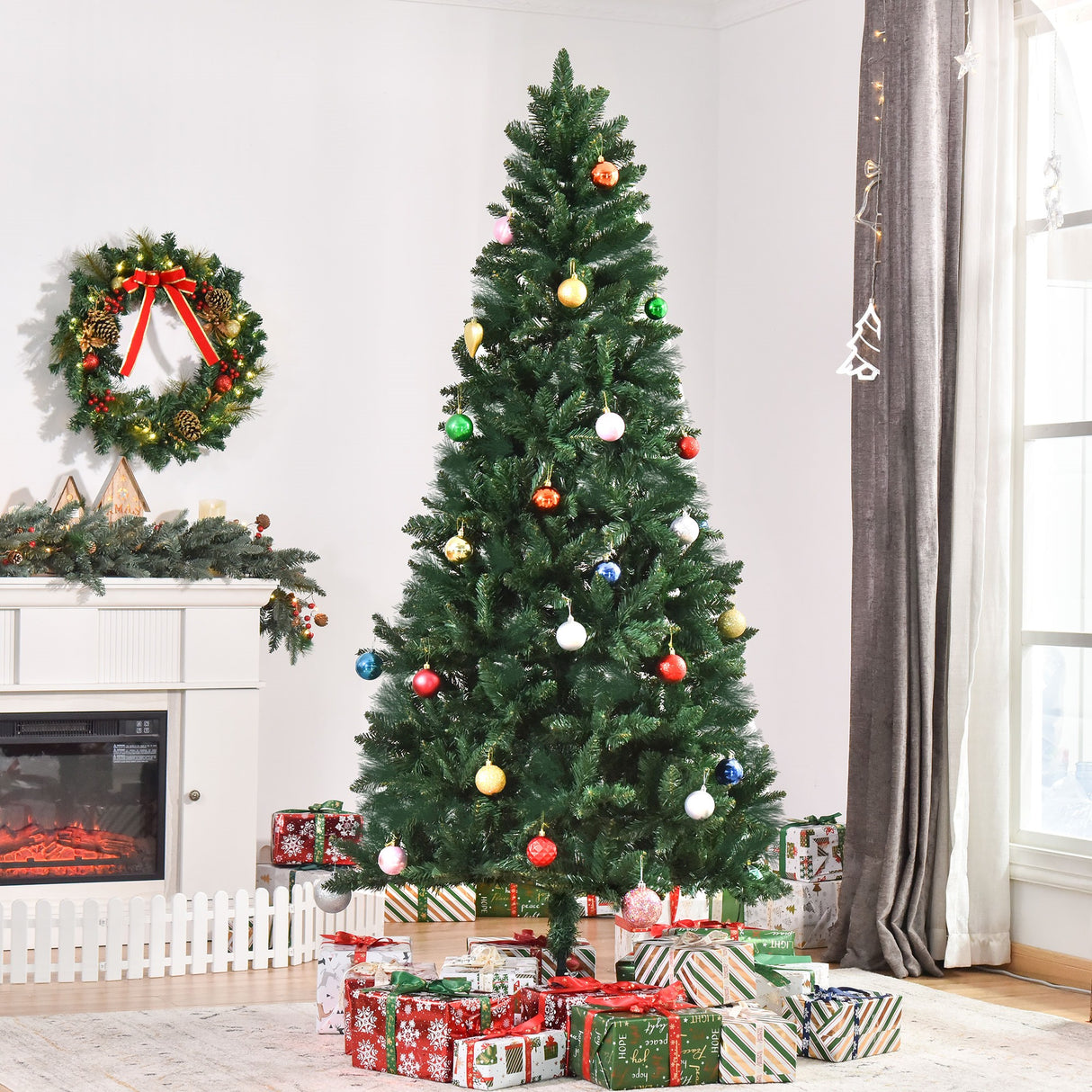 easycomfort easycomfort albero di natale 210cm artificiale pieghevole con base rimovibile 1046 rami in pvc e acciaio verde