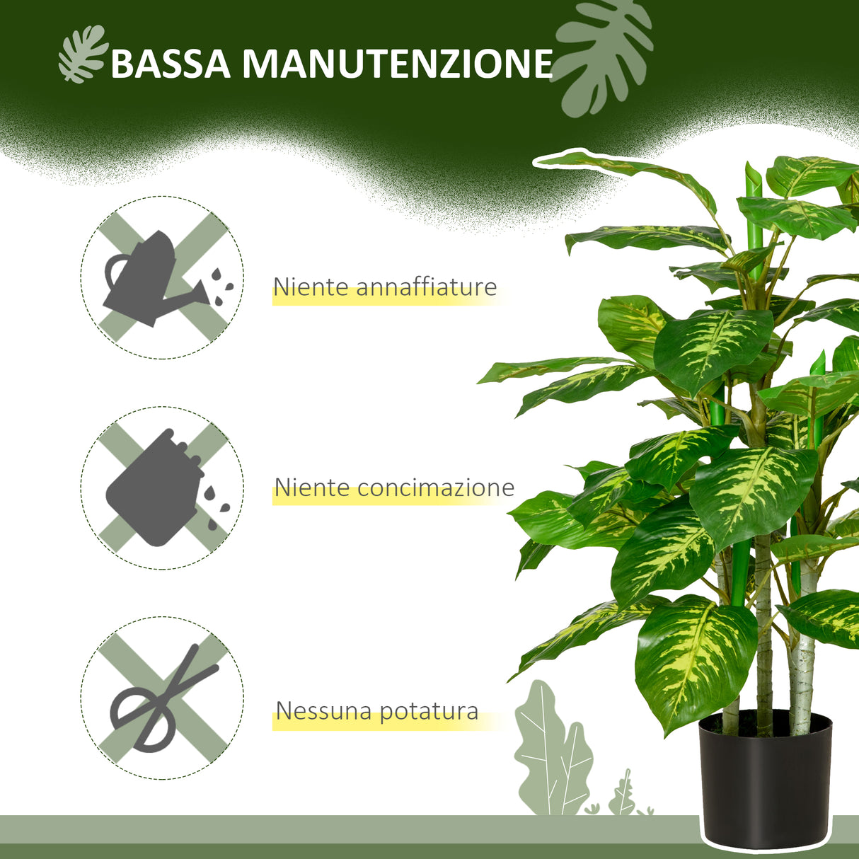 easycomfort pianta artificiale sempreverde con vaso 17x14.5 cm nero per interni ed esterni altezza pianta 95 cm