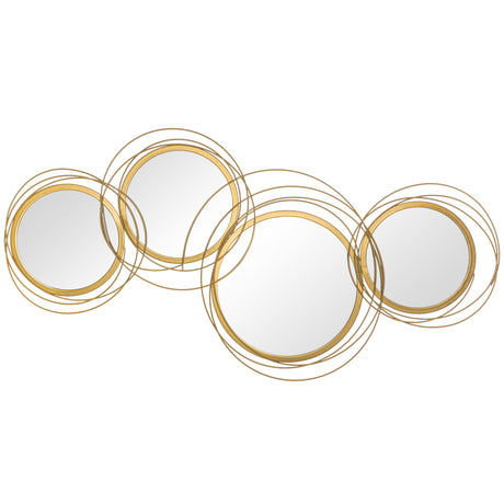easycomfort easycomfort decorazione murale 3d in metallo wall art a cerchi con specchi 107x56cm oro