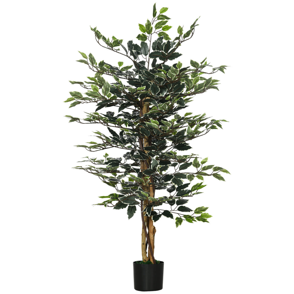 easycomfort pianta artificiale di fico da 130 cm a 702 foglie e 3 tronchi con vaso o15x12.5 cm per interni ed esterni