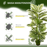 easycomfort pianta artificiale di palma da 140 cm a 45 foglie e 5 rami con vaso o15x12 cm per interni ed esterni verde