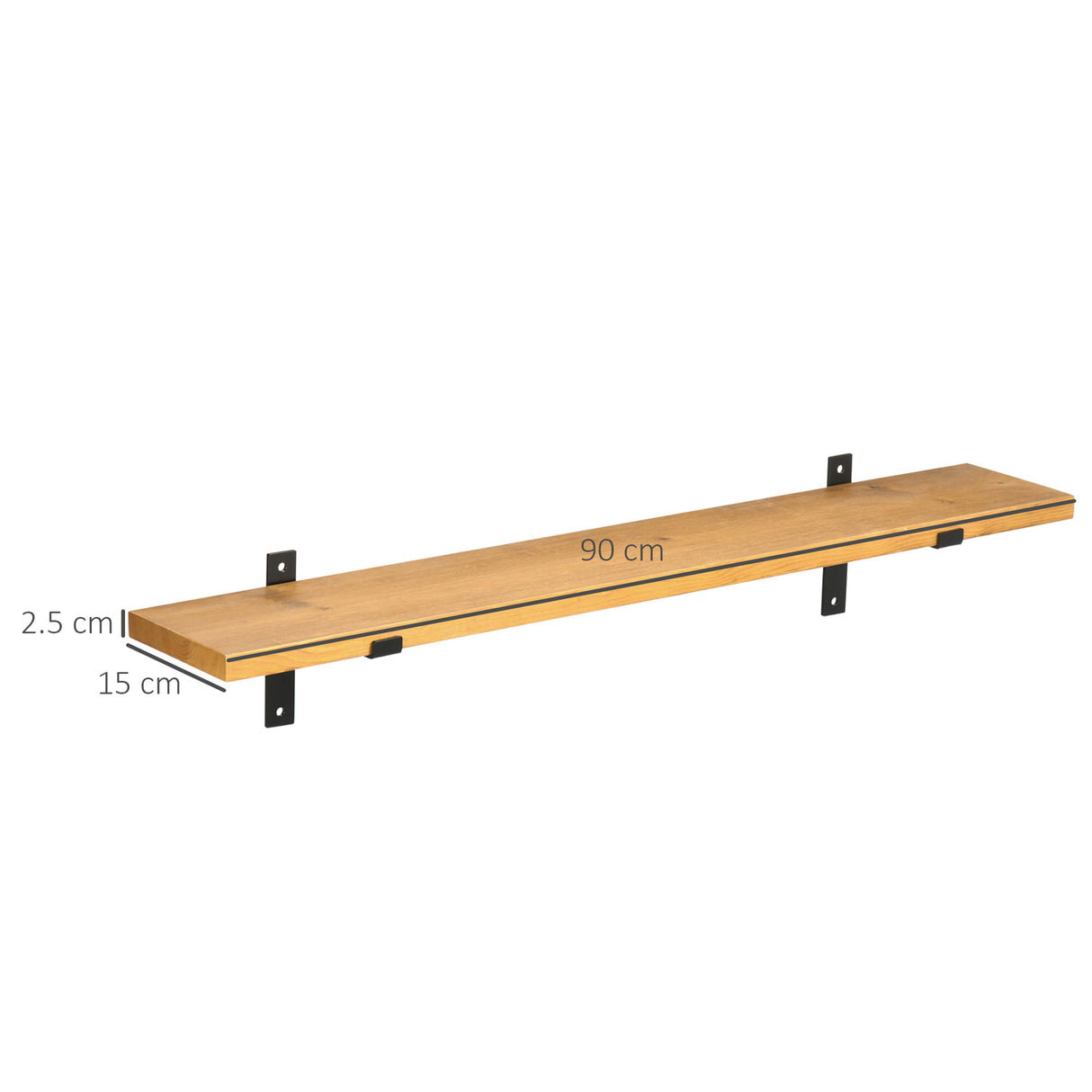 easycomfort easycomfort set da 2 mensole da parete in legno di pino 90x15x 2 5 marrone