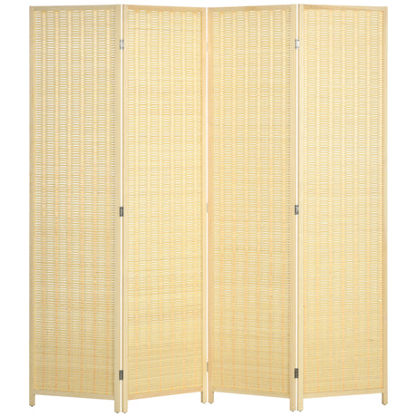 easycomfort easycomfort paravento da interno a 4 ante pieghevole altezza 180cm legno e bambu stile boho colore naturale